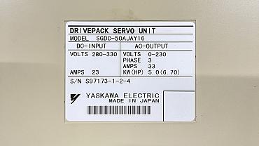 Find Quality Yaskawa  SGDC-50AJAY16 DRIVEPACK SERVO UNIT 3 PHASE 33 AMPS 5 kW/6.7 hp REFURBISHED Products at CNC-Service.nl. Explore our diverse catalog of industrial solutions designed to enhance your processes and deliver reliable results.