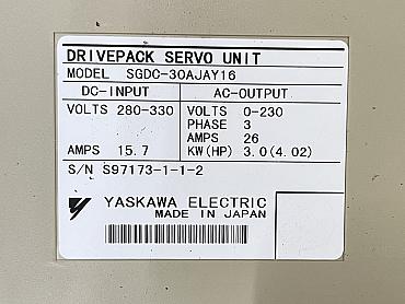  Explore Reliable Industrial Solutions at CNC-Service.nl. Discover a variety of high-quality Yaskawa  products, including SGDC-30AJAY16 Drivepack Servo Unit Servopack 3 PHASE 26 AMPS REFURBISHED, designed to optimize your manufacturing processes.